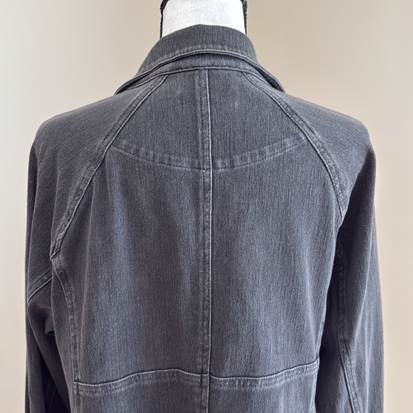 Coldwater Creek Knit Denim Jean Jacket Grey Soft Stretch Snap Petite Large PL - Picture 7 of 9